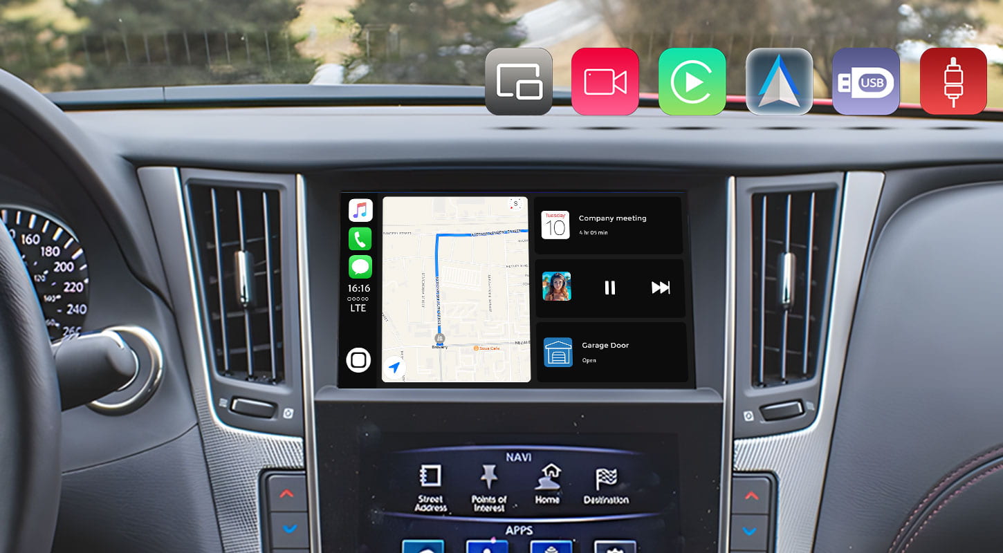 7 inch Wireless 카플레이 안드로이드 오토 Kit Module Box Rear Camera Interface For Infiniti Q50L 2020